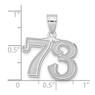 14k White Gold Polished Etched Number 73 Pendant