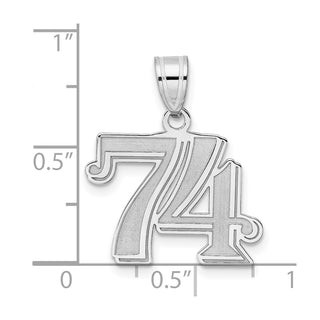 14k White Gold Polished Etched Number 74 Pendant