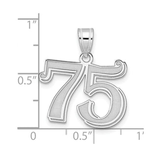 14k White Gold Polished Etched Number 75 Pendant