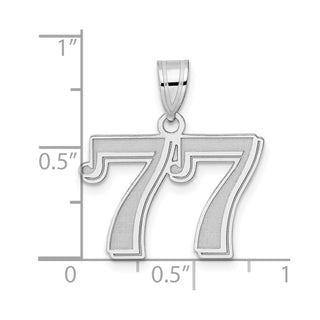 14k White Gold Polished Etched Number 77 Pendant