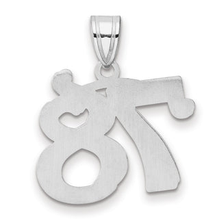 14k White Gold Polished Etched Number 78 Pendant