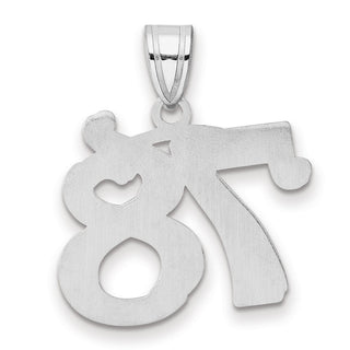 14k White Gold Polished Etched Number 78 Pendant