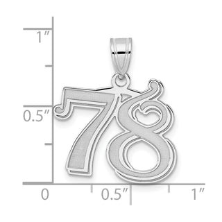 14k White Gold Polished Etched Number 78 Pendant