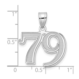 14k White Gold Polished Etched Number 79 Pendant