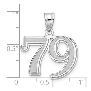 14k White Gold Polished Etched Number 79 Pendant