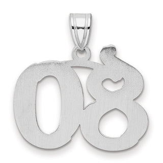 14k White Gold Polished Etched Number 80 Pendant