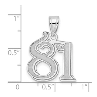 14k White Gold Polished Etched Number 81 Pendant