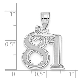 14k White Gold Polished Etched Number 81 Pendant
