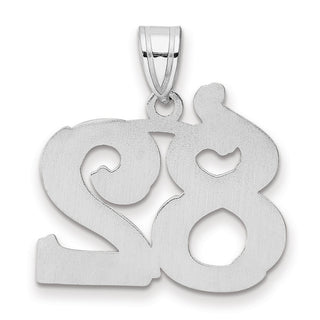 14k White Gold Polished Etched Number 82 Pendant
