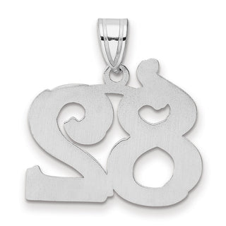 14k White Gold Polished Etched Number 82 Pendant