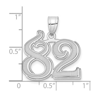 14k White Gold Polished Etched Number 82 Pendant