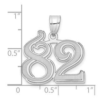 14k White Gold Polished Etched Number 82 Pendant