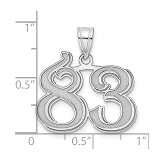 14k White Gold Polished Etched Number 83 Pendant