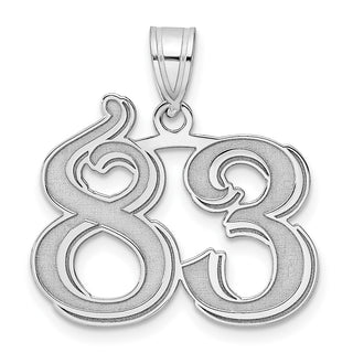 14k White Gold Polished Etched Number 83 Pendant