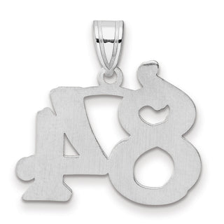 14k White Gold Polished Etched Number 84 Pendant