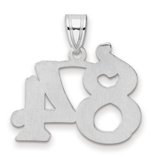 14k White Gold Polished Etched Number 84 Pendant