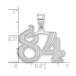 14k White Gold Polished Etched Number 84 Pendant