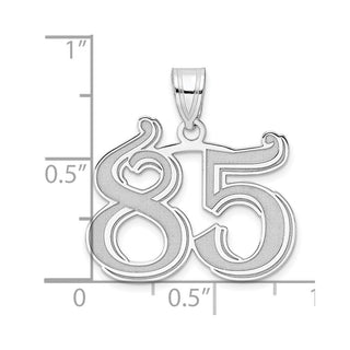 14k White Gold Polished Etched Number 85 Pendant