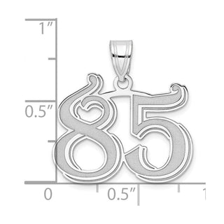 14k White Gold Polished Etched Number 85 Pendant