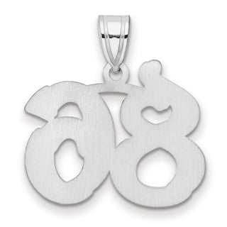 14k White Gold Polished Etched Number 86 Pendant