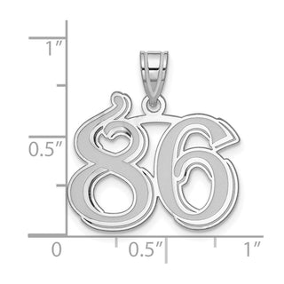 14k White Gold Polished Etched Number 86 Pendant