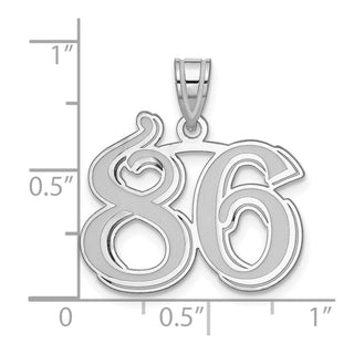 14k White Gold Polished Etched Number 86 Pendant
