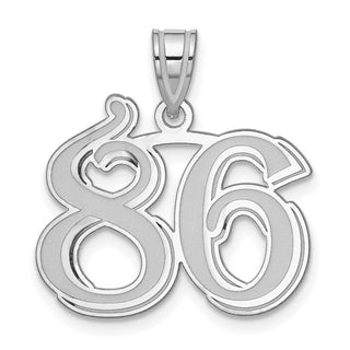 14k White Gold Polished Etched Number 86 Pendant