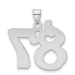 14k White Gold Polished Etched Number 87 Pendant
