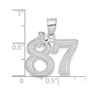 14k White Gold Polished Etched Number 87 Pendant