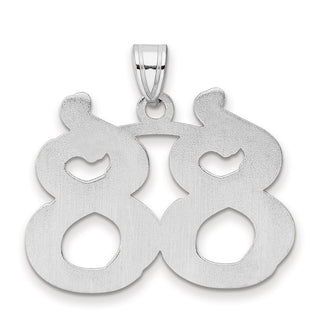 14k White Gold Polished Etched Number 88 Pendant