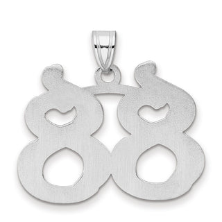 14k White Gold Polished Etched Number 88 Pendant