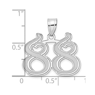 14k White Gold Polished Etched Number 88 Pendant