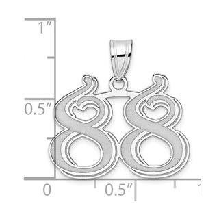 14k White Gold Polished Etched Number 88 Pendant
