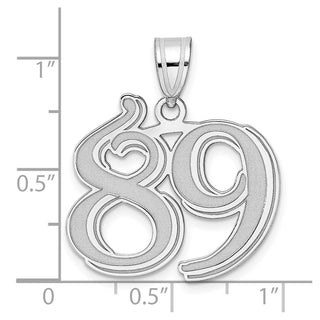 14k White Gold Polished Etched Number 89 Pendant