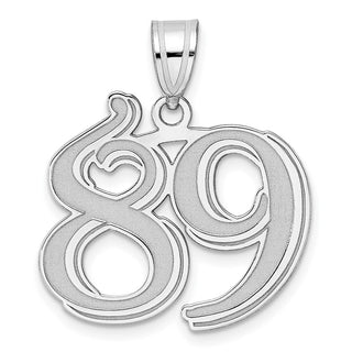 14k White Gold Polished Etched Number 89 Pendant