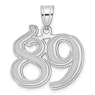 14k White Gold Polished Etched Number 89 Pendant