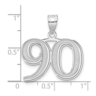 14k White Gold Polished Etched Number 90 Pendant