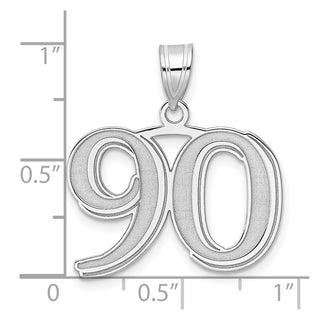 14k White Gold Polished Etched Number 90 Pendant