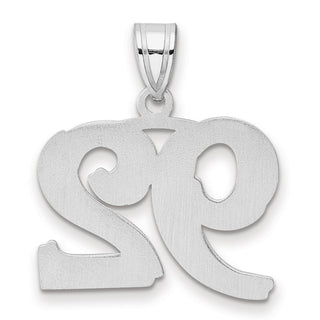 14k White Gold Polished Etched Number 92 Pendant