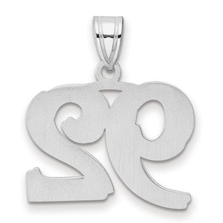 14k White Gold Polished Etched Number 92 Pendant