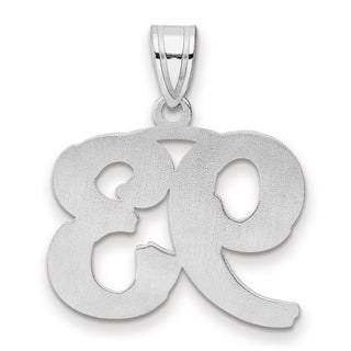 14k White Gold Polished Etched Number 93 Pendant