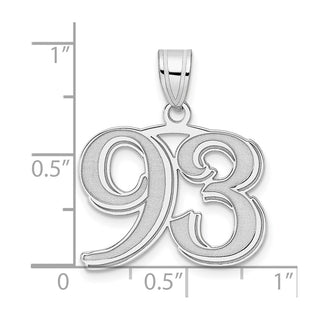 14k White Gold Polished Etched Number 93 Pendant