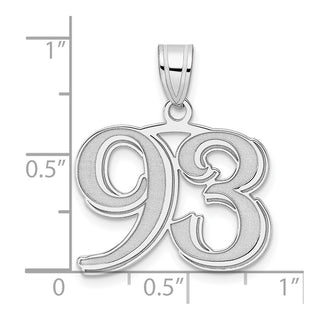 14k White Gold Polished Etched Number 93 Pendant