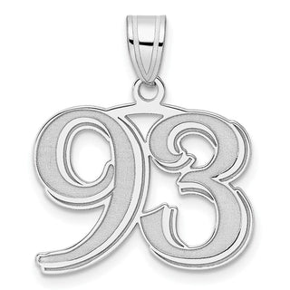 14k White Gold Polished Etched Number 93 Pendant
