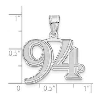 14k White Gold Polished Etched Number 94 Pendant