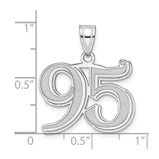 14k White Gold Polished Etched Number 95 Pendant