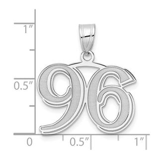 14k White Gold Polished Etched Number 96 Pendant