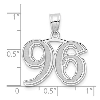 14k White Gold Polished Etched Number 96 Pendant