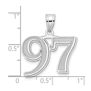 14k White Gold Polished Etched Number 97 Pendant