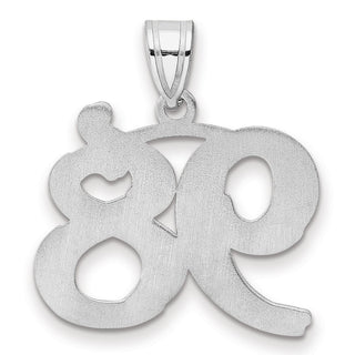 14k White Gold Polished Etched Number 98 Pendant